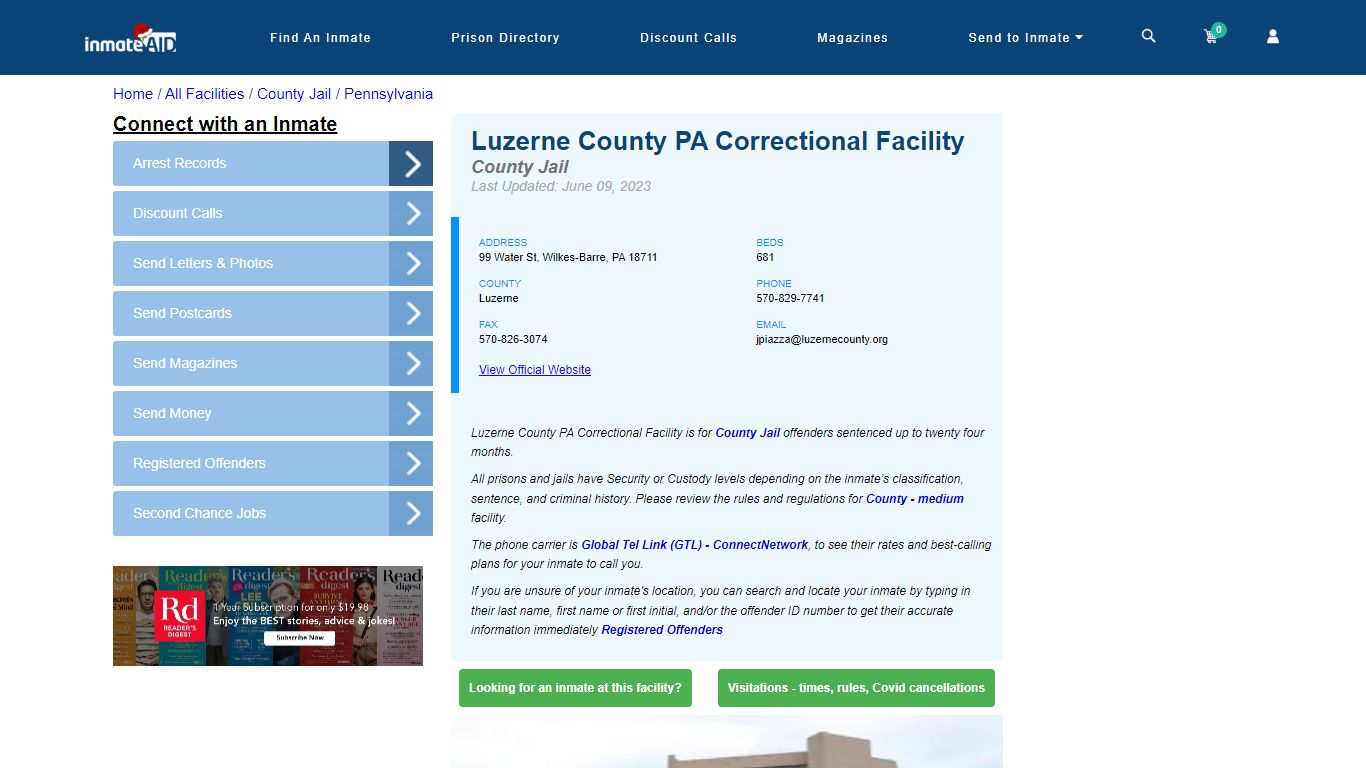Luzerne County PA Correctional Facility - Inmate Locator - Wilkes-Barre, PA