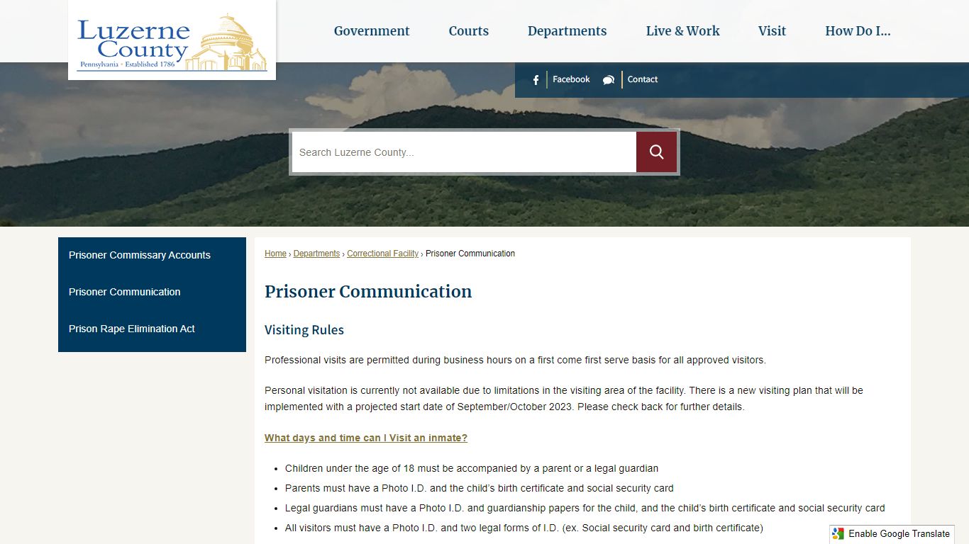 Prisoner Communication | Luzerne County, PA