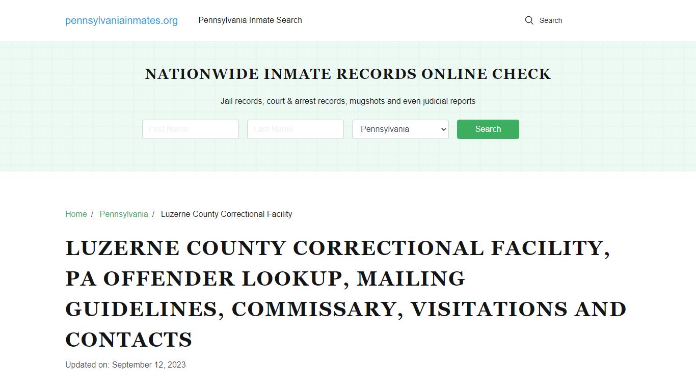 Luzerne County Correctional Facility, PA: Inmate Search Options ...